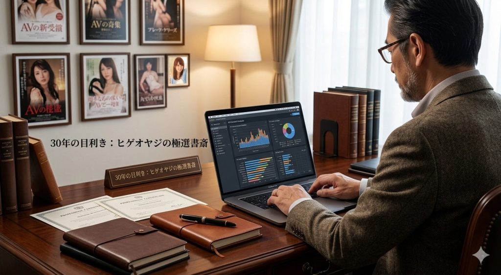 有料アダルトサイトを30年レビューするプロ「ヒゲオヤジ」の書斎イメージ